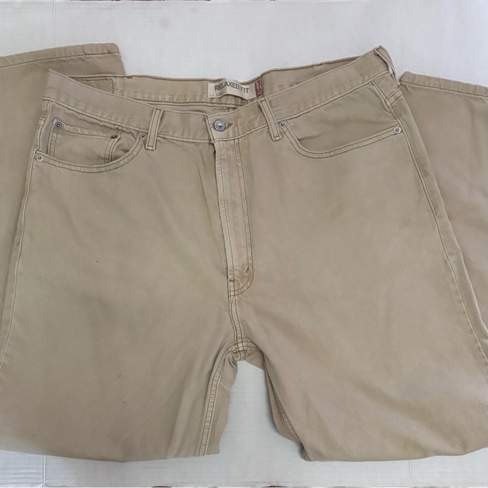 Levis 550 Jeans Mens 40x30 Khaki Tan Relaxed Fit 100% Cotton USA Made VTG Y2K